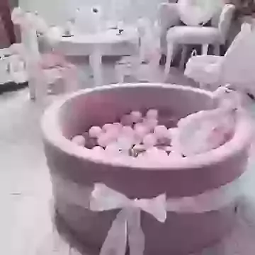 Pink Round Cotton Ball Pit with 200 Balls - Choose your own ball colours